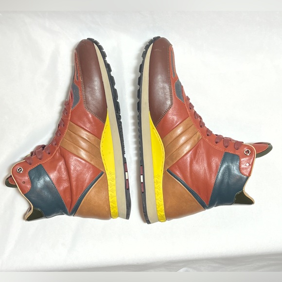 BALLY Asiaki Colorblock Leather High-Top Trainers Sneaker in Pumpkin * US Sz 8.5 - Picture 7 of 16